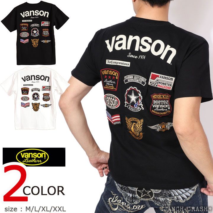 VANSON ワッペン×10 半袖Tシャツ NVST-2620 バンソン