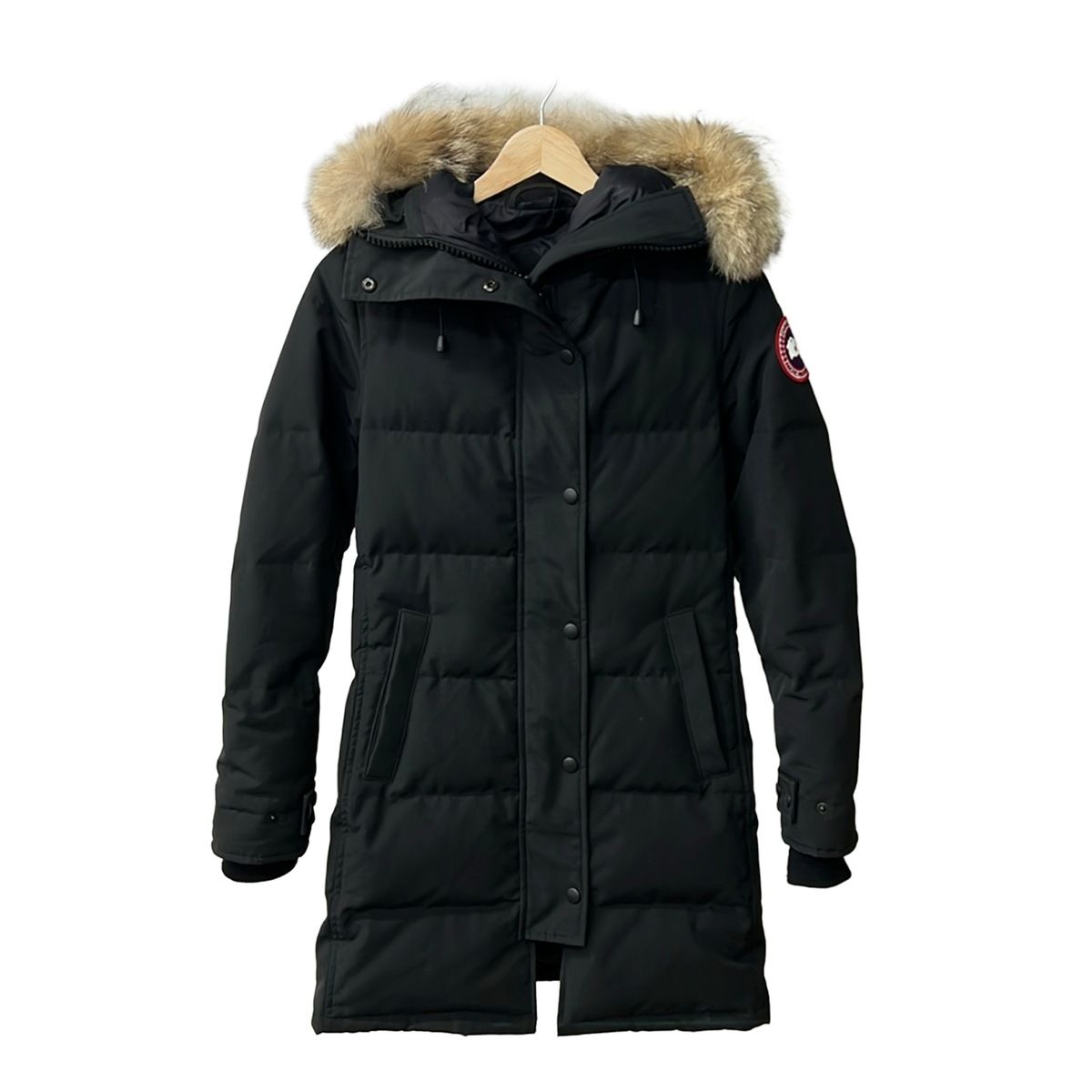 CANADA GOOSE(カナダグース) ダウンコート サイズS/P S レディース美品 - 2302JL 黒 長袖/コヨーテファートリム着脱可/冬