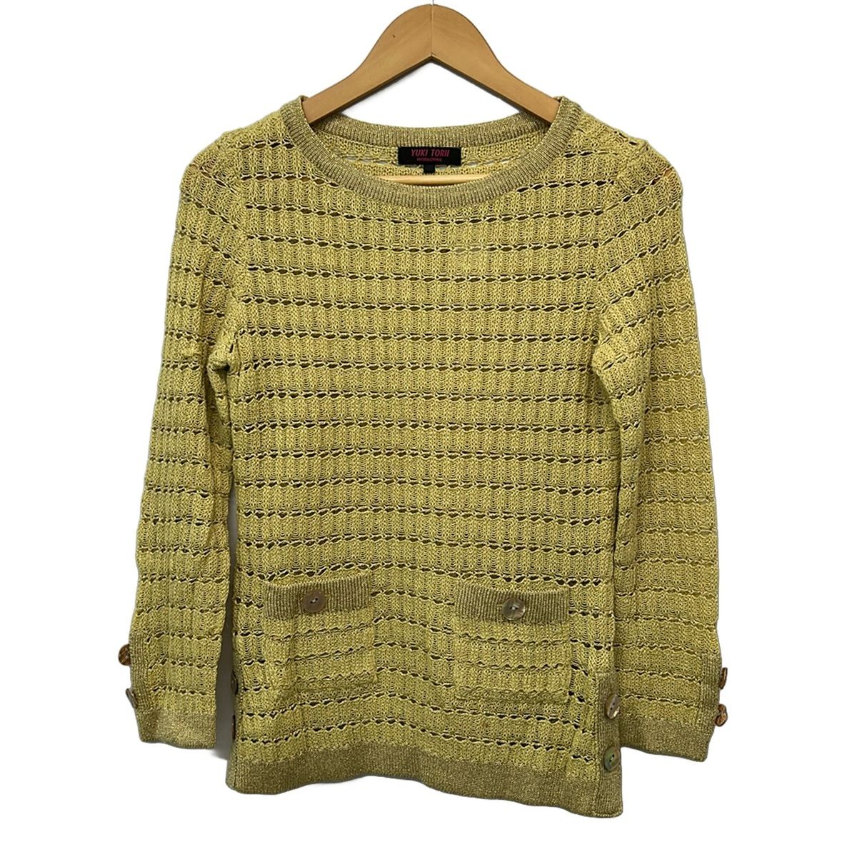 YUKITORII(ユキトリイ) 長袖セーター サイズ38 M レディース美品 - イエロー ラメ