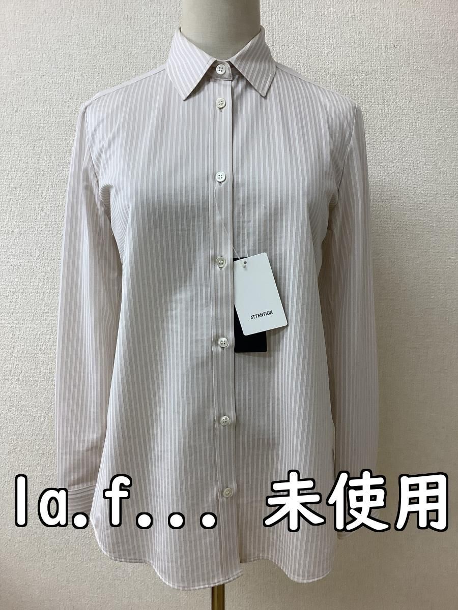 la.f... ラエフ 定価18000円 タグ付き未使用 ベージュストライプシャツ サイズ2S(9号相当)