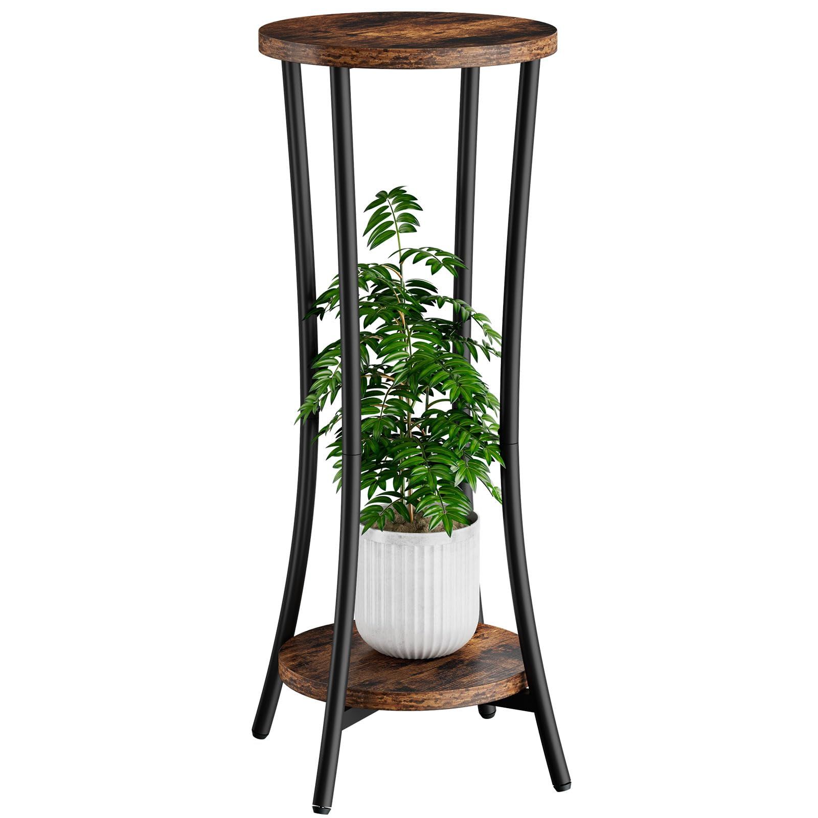 IBUYKE フラワースタンド プランタースタンド 鉢スタンド 2段 植物棚 植木鉢台 花台 植木鉢置き 室内 バルコニー ガーデンラック 玄関置き 組み立てが簡単 ブラウン JPTMJ074Has da782bc3