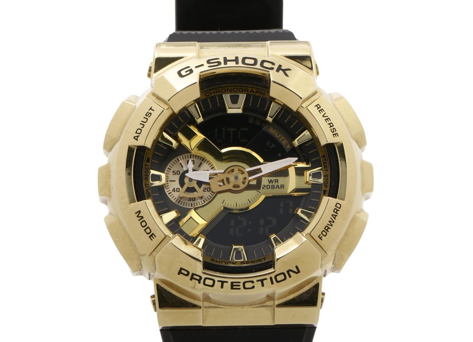 CASIO カシオ 腕時計 G SHOCK ジーショック Metal Covered 110シリーズ GM-110G-1A9JF ゴールド ブラック系 SS × 樹脂 メンズ アナデジ 美品