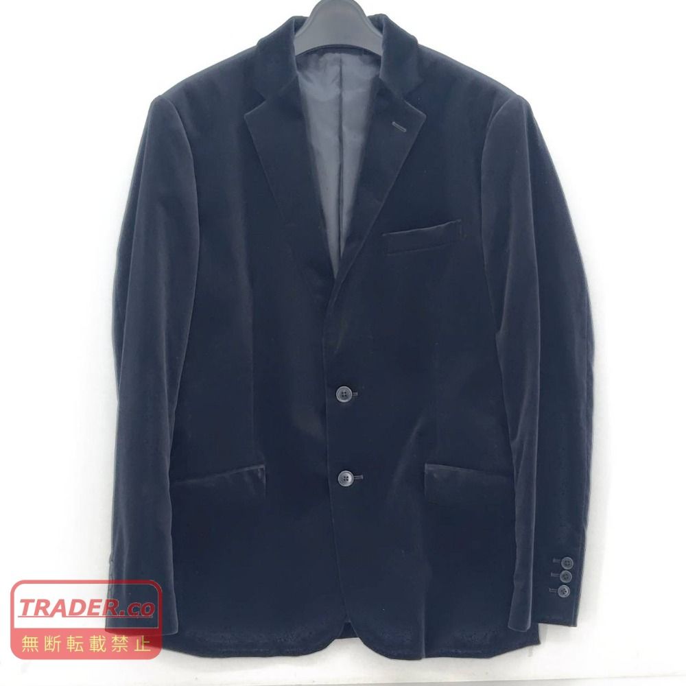 05w21625 グリーンレーベルリラクシング green label relaxing UNITED ARROWS ベロアシングルテーラードジャケット ブラック L ベトナム製 メンズ テーラードジャケット コットン 【中古品】