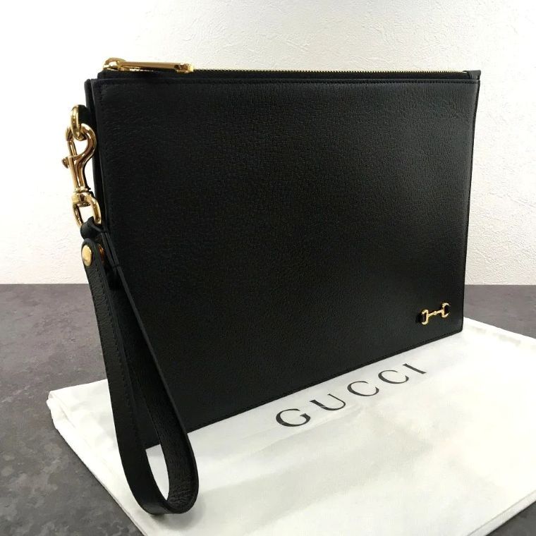 未使用品 GUCCI ホースビット クラッチバッグ 700524 ブラック 54 未使用品 GUCCI ホースビット クラッチバッグ 700524 ブラック 54