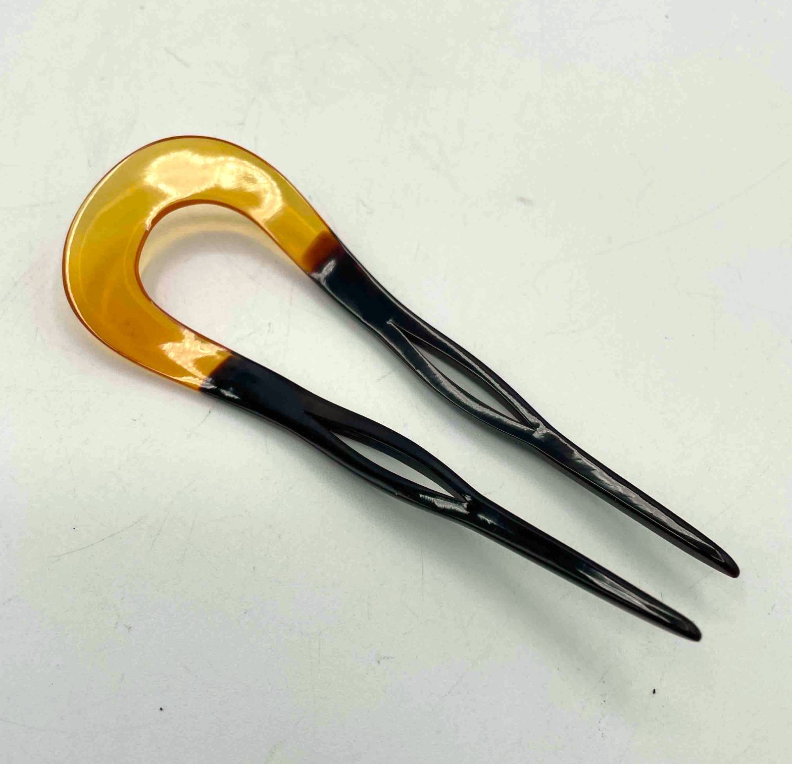 高級・箱付】長崎 べっ甲の出島屋 本鼈甲 かんざし 2点セット バチ型 U