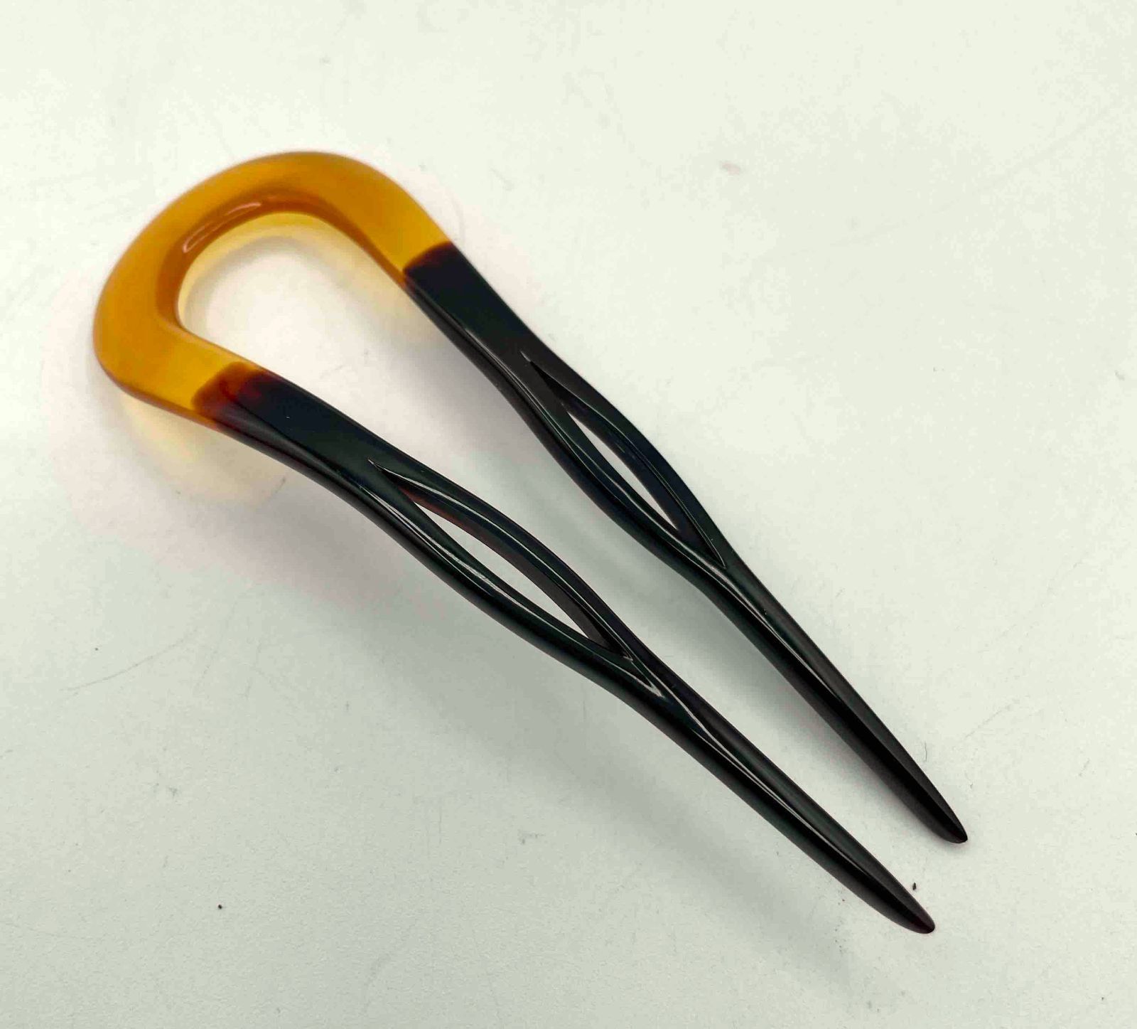 高級・箱付】長崎 べっ甲の出島屋 本鼈甲 かんざし 2点セット バチ型 U