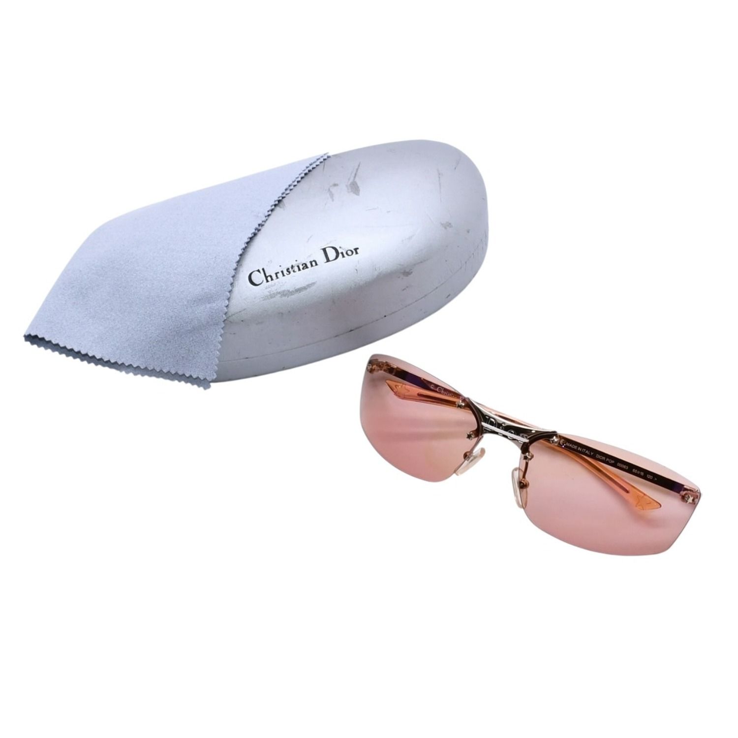 極美品 Christian Dior クリスチャンディオール DIOR POP リムレスサングラス YB7KH アイウェア 星形装飾 オレンジ Y2K メタルフレーム 65□15 120 中古 4a002964 極美品 Christian Dior クリスチャンディオール DIOR POP リムレス