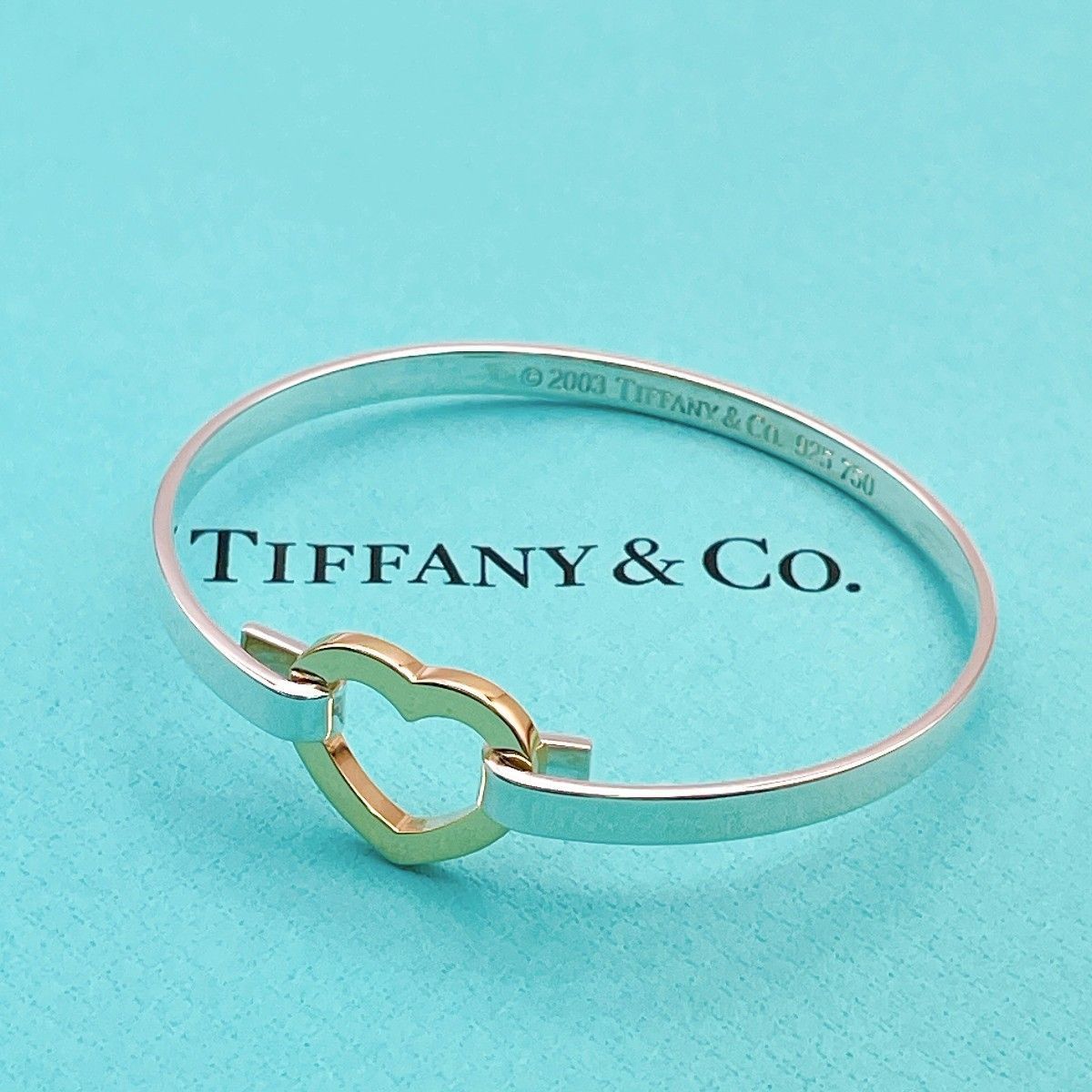 ◇ティファニー◇新品仕上済 Tiffany&Co. ハート バングル ブレスレット Ag925 Au750 コンビ ブランド 14.17g