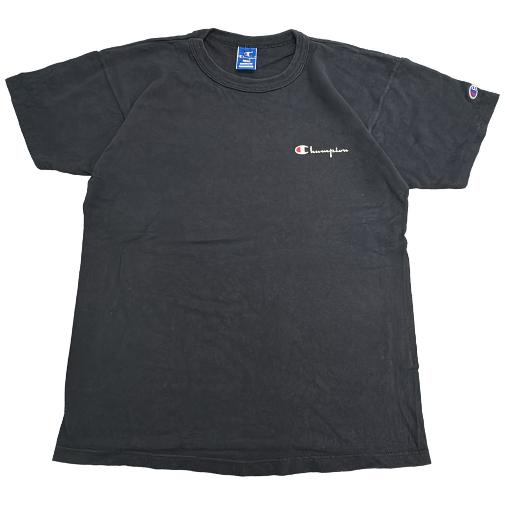 90年代 USA製 Champion チャンピオン ワンポイントロゴＴシャツ ブラック(メンズ L)中古 古着 Y2182