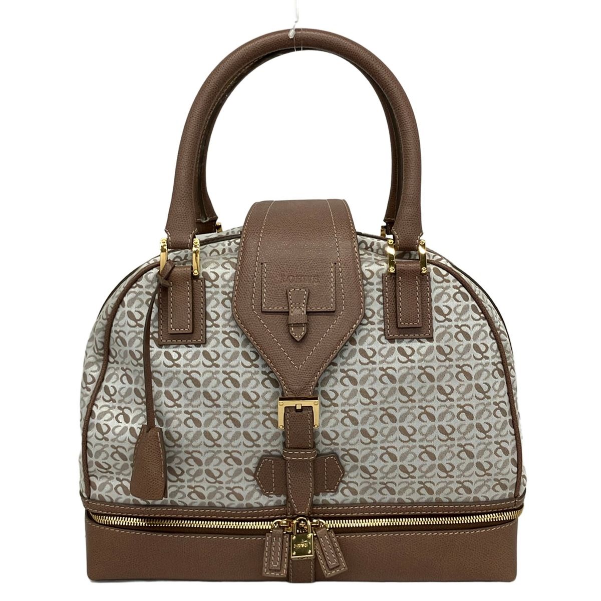 LOEWE(ロエベ) ハンドバッグ トラベラー 379.80.008 白×ピンクベージュ×ベージュ レザー
