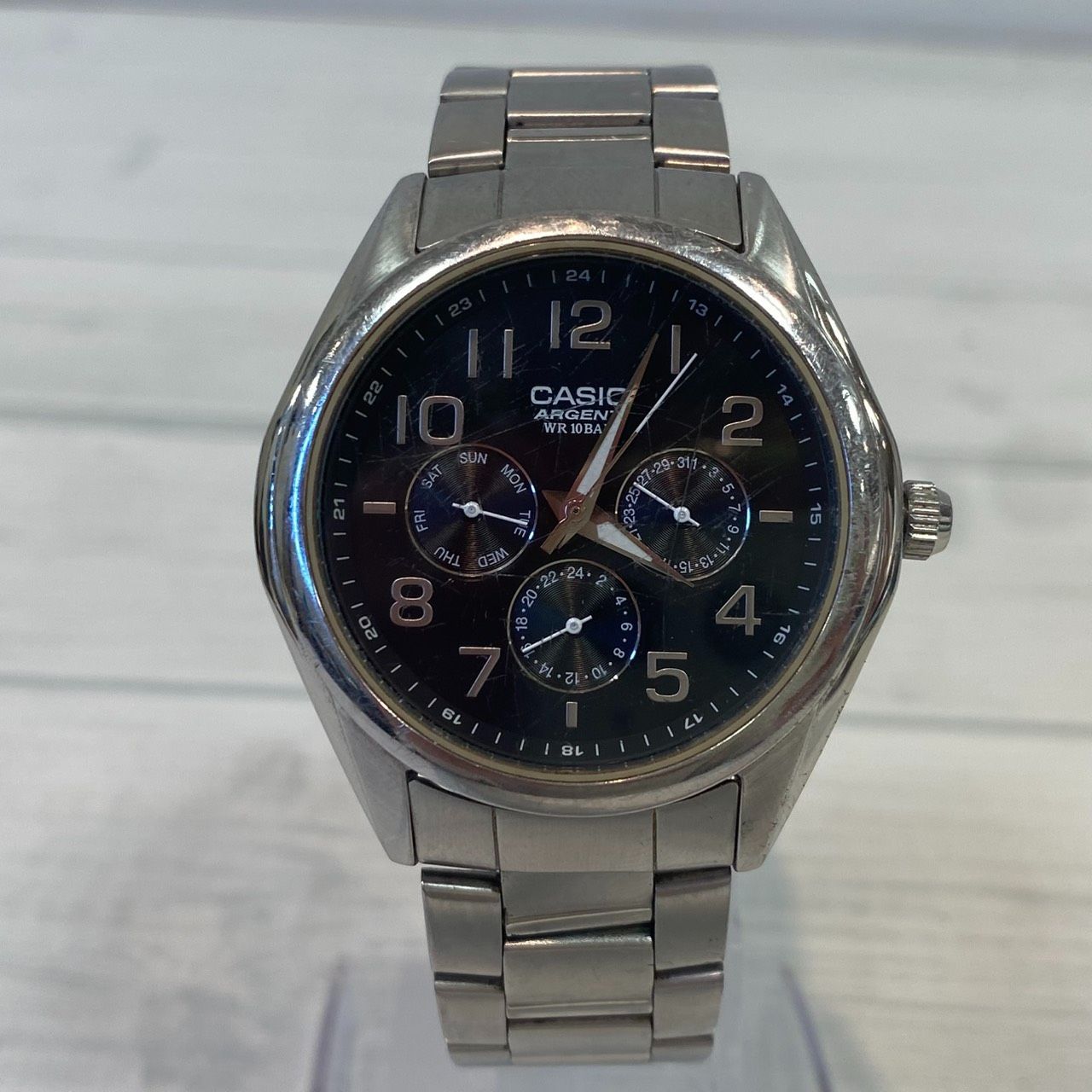 塩】稼働品 CASIO ARGENT ARG-300 Chronograph クォーツ 腕時計 カシオ 