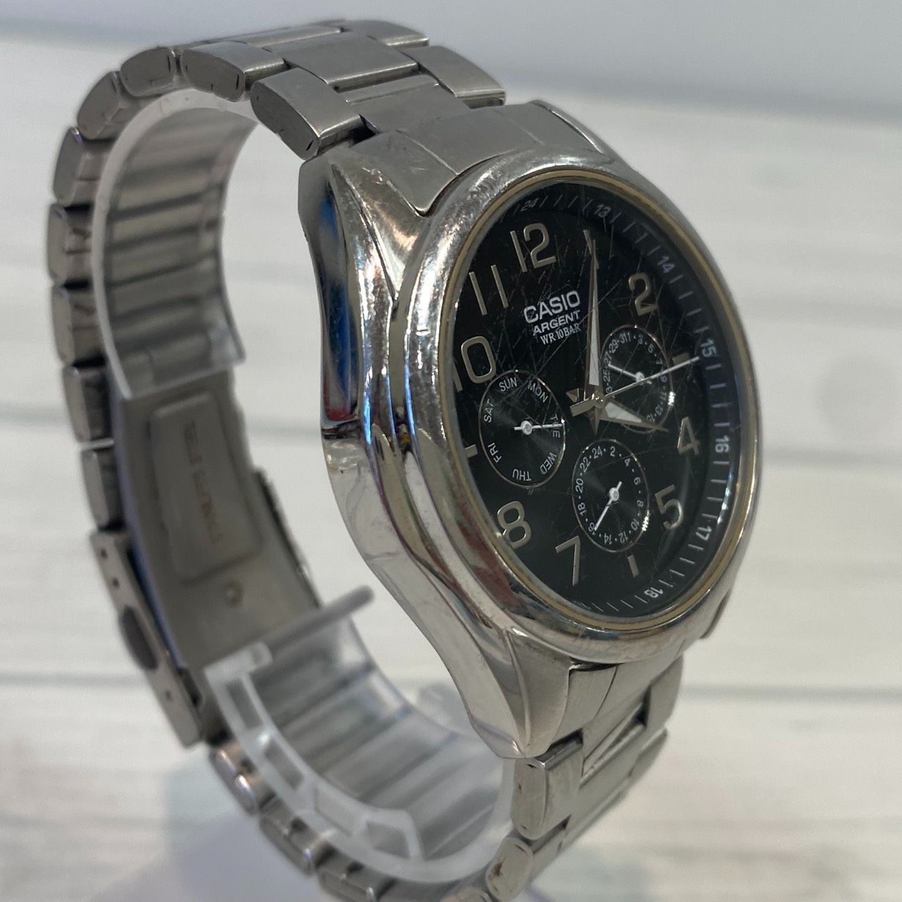 塩】稼働品 CASIO ARGENT ARG-300 Chronograph クォーツ 腕時計 カシオ 