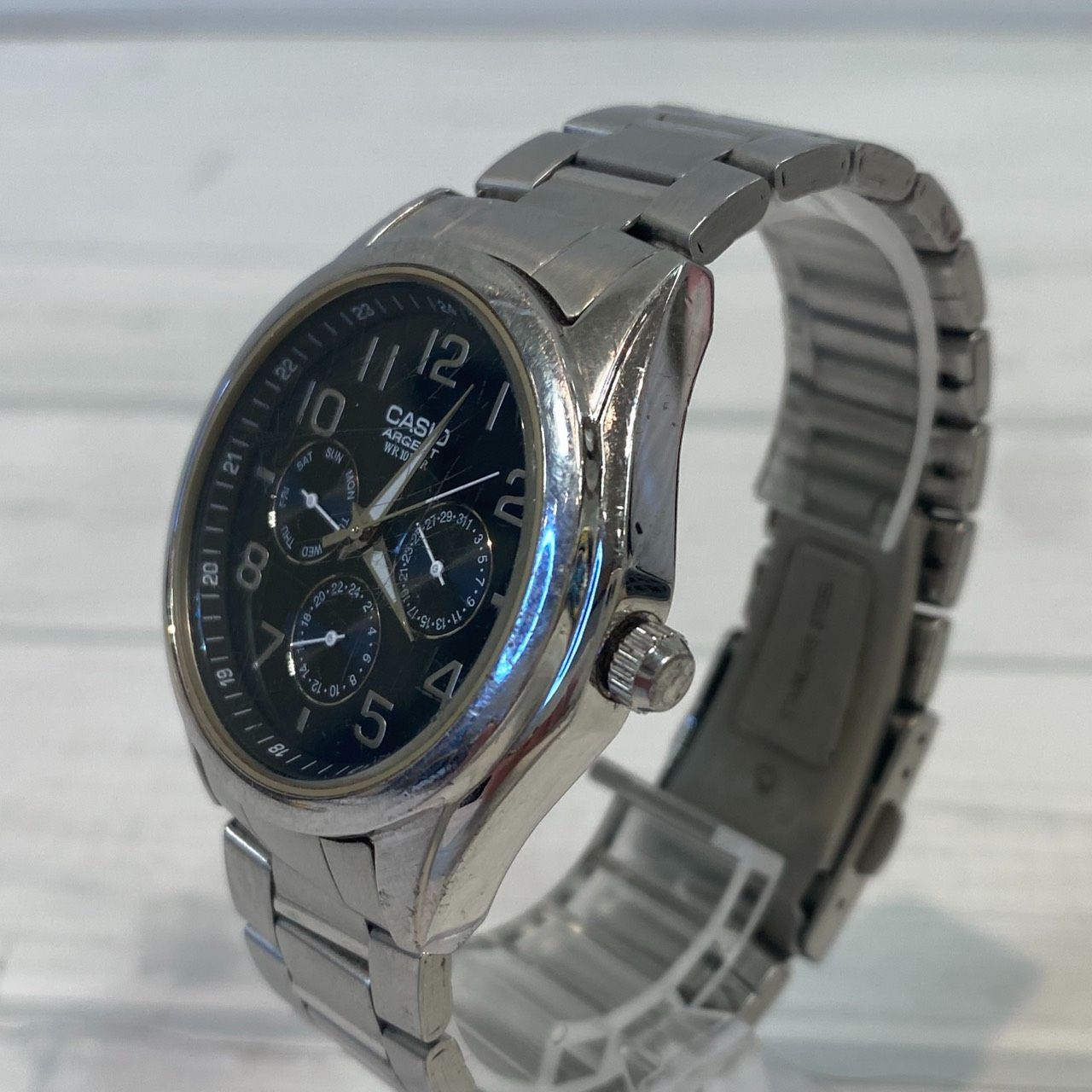 塩】稼働品 CASIO ARGENT ARG-300 Chronograph クォーツ 腕時計 カシオ 