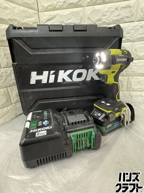 ▽【中古】ハイコーキ 36vコードレスインパクトドライバー WH36DD スパイダーイエロー バッテリー1個付BSL36A18 24回充電 充電器UC18DML 箱