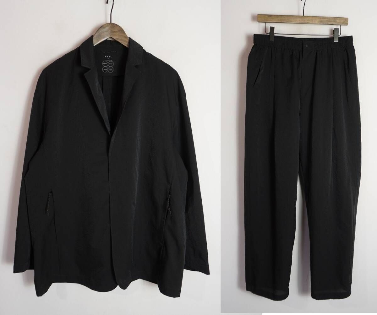 美品 EKAL エカル 吸水速乾 通気性 軽量 DOT AIR JACKET ジャケット ＋ PANTS パンツ セットアップ FE26230 1050211 M 黒3052Q★2