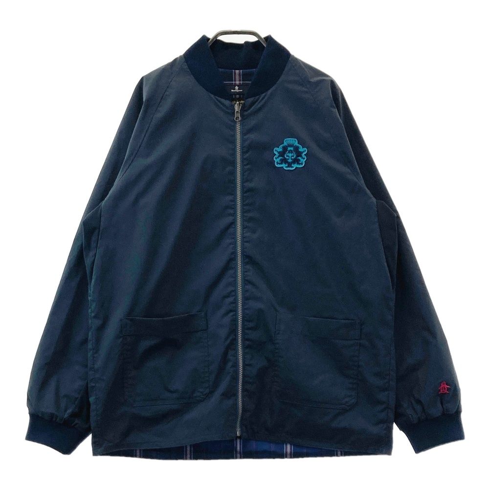 サイズ：LL MUNSING WEAR マンシングウェア リバーシブルジップジャケット チェック柄 ネイビー系 [240101706659] ゴルフウェア メンズ ストスト