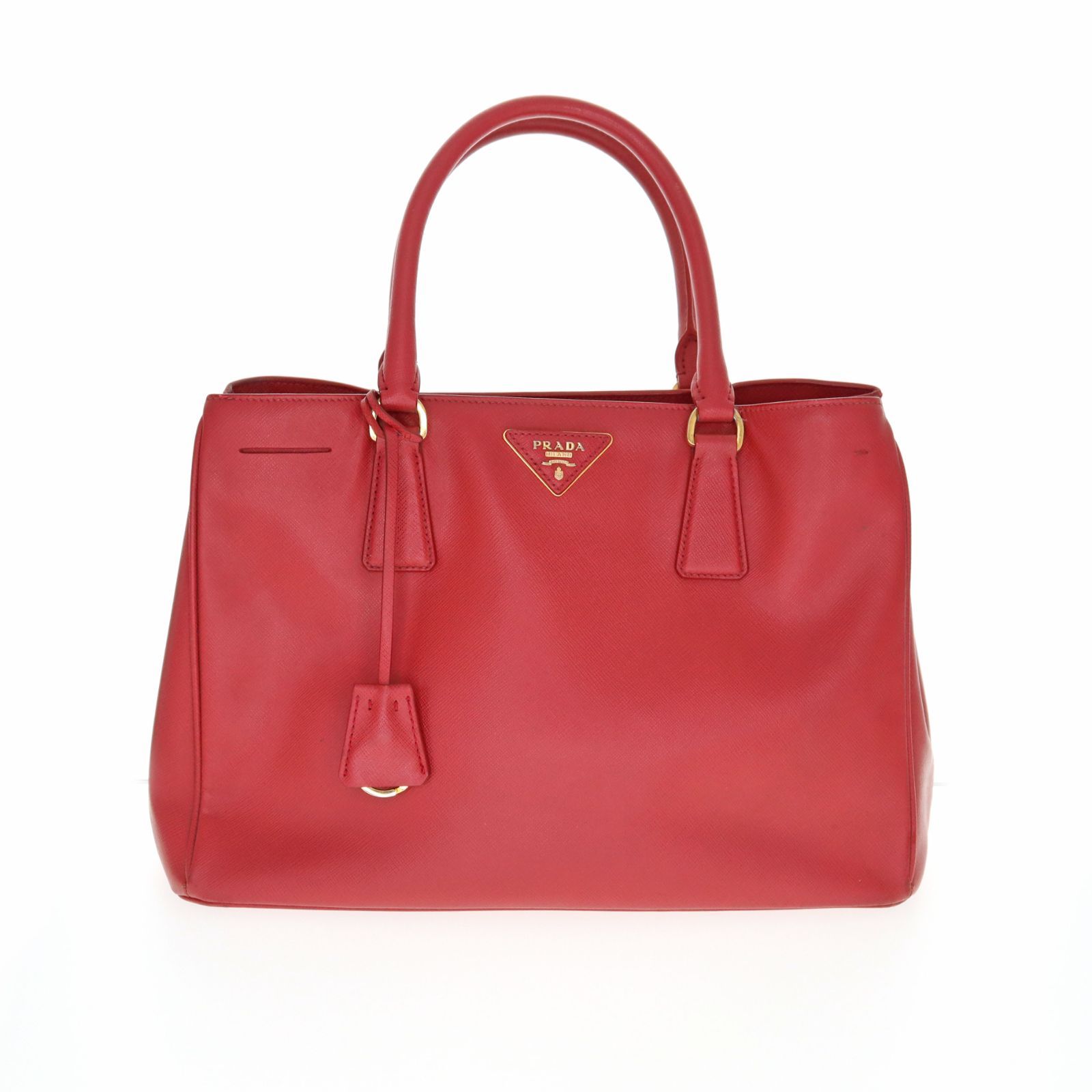 【中古】PRADA プラダ ガレリア2WAYハンドバッグ サフィアーノ レディース メンズ バッグ レッド ブランド