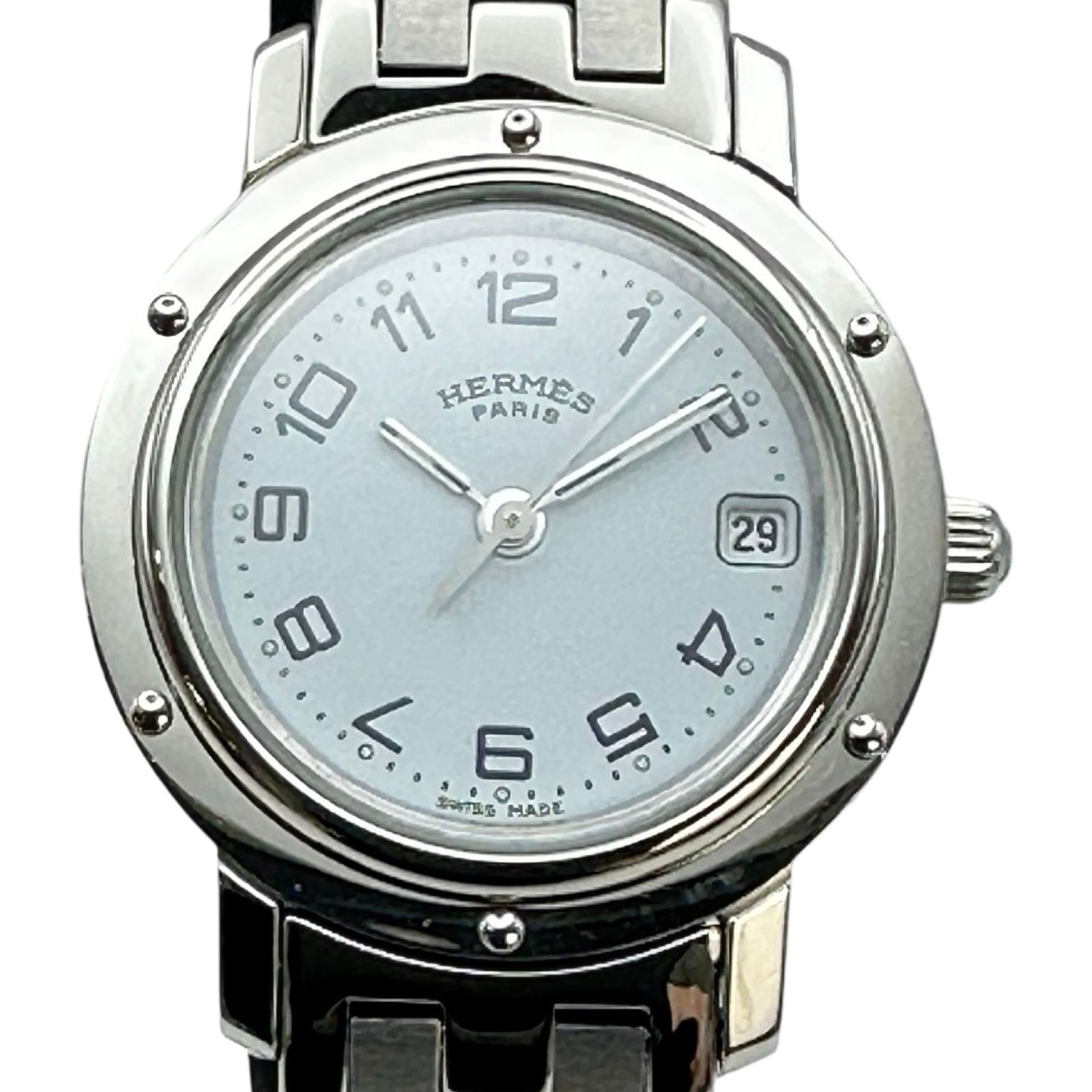 エルメス HERMES クリッパー CL4.210 ホワイト ステンレススチール レディース 腕時計