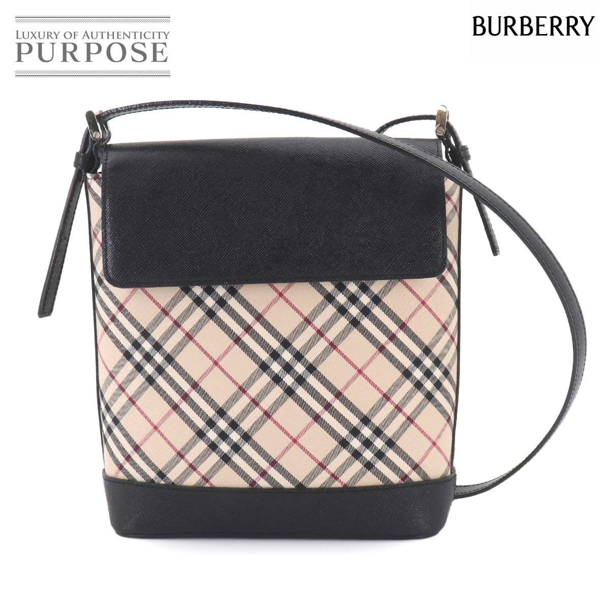 バーバリー BURBERRY ノバチェック ショルダー バッグ キャンバス レザー ベージュ ブラック Shoulder Bag 90324030
