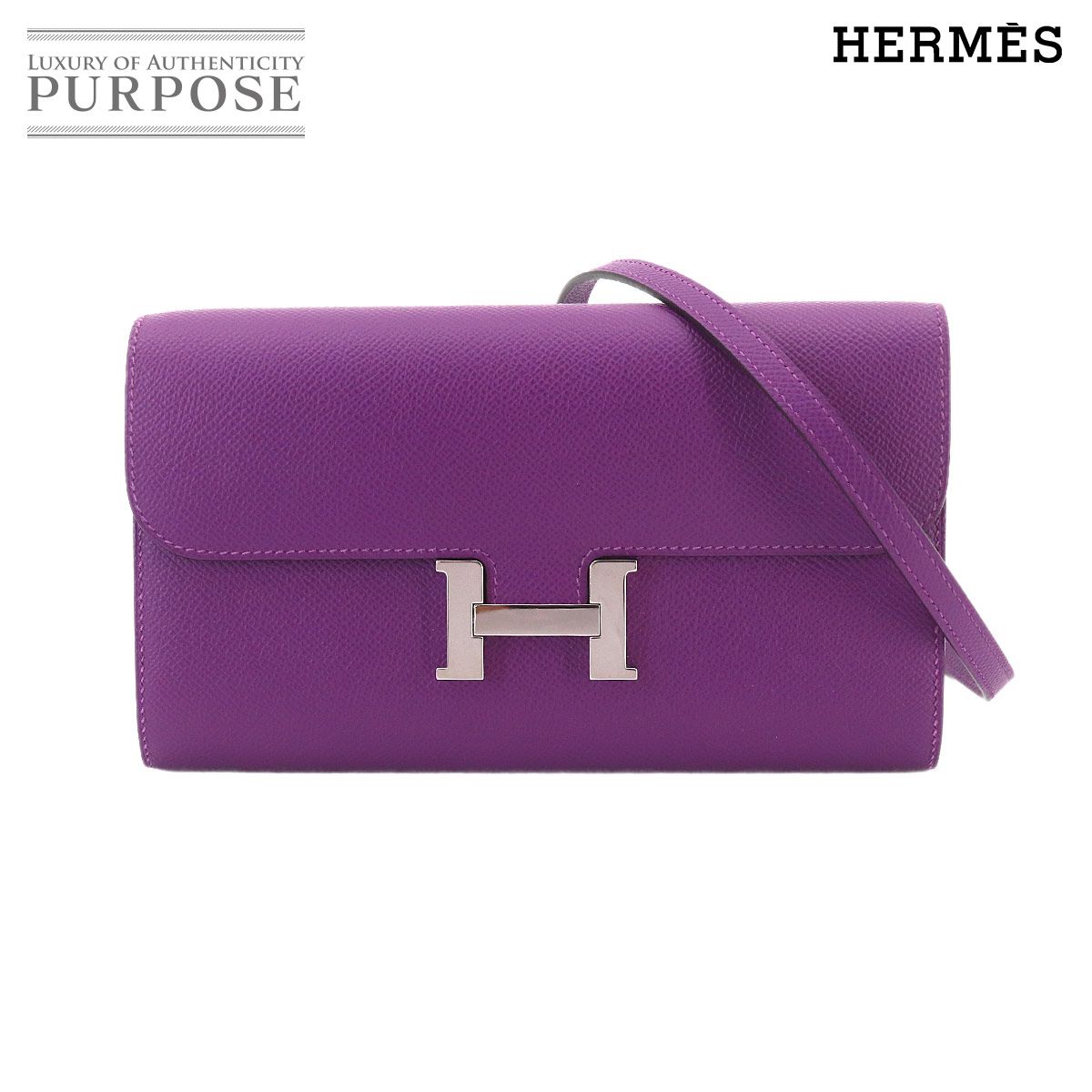 未使用 展示品 エルメス HERMES コンスタンスロング トゥーゴー 二つ折り 長財布 エプソン アネモネ U刻印 シルバー 金具 90325466