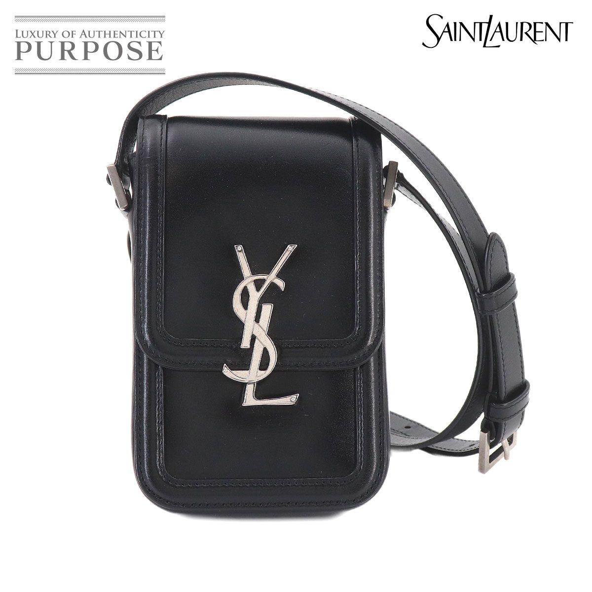 新品同様 サンローラン SAINT LAURENT ソルフェリーノ ミニ ショルダー バッグ レザー ブラック 753963 Solferino Mini 90326095