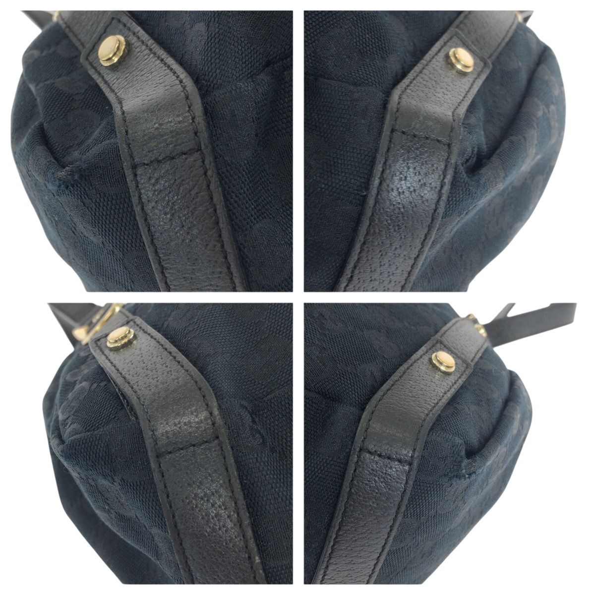 GUCCI グッチ アビー ブラック 黒 ゴールド金具 GGキャンバス/レザー 