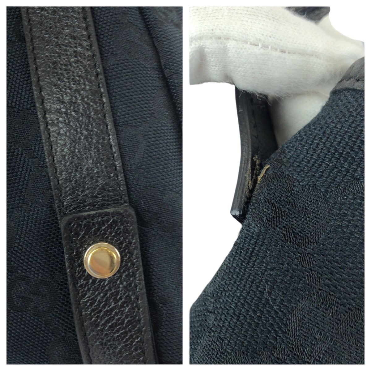 GUCCI グッチ アビー ブラック 黒 ゴールド金具 GGキャンバス/レザー 