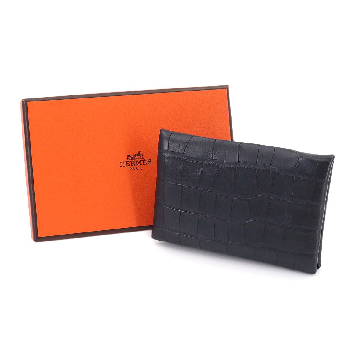 新品同様 エルメス HERMES クロコダイル カルヴィ カードケース