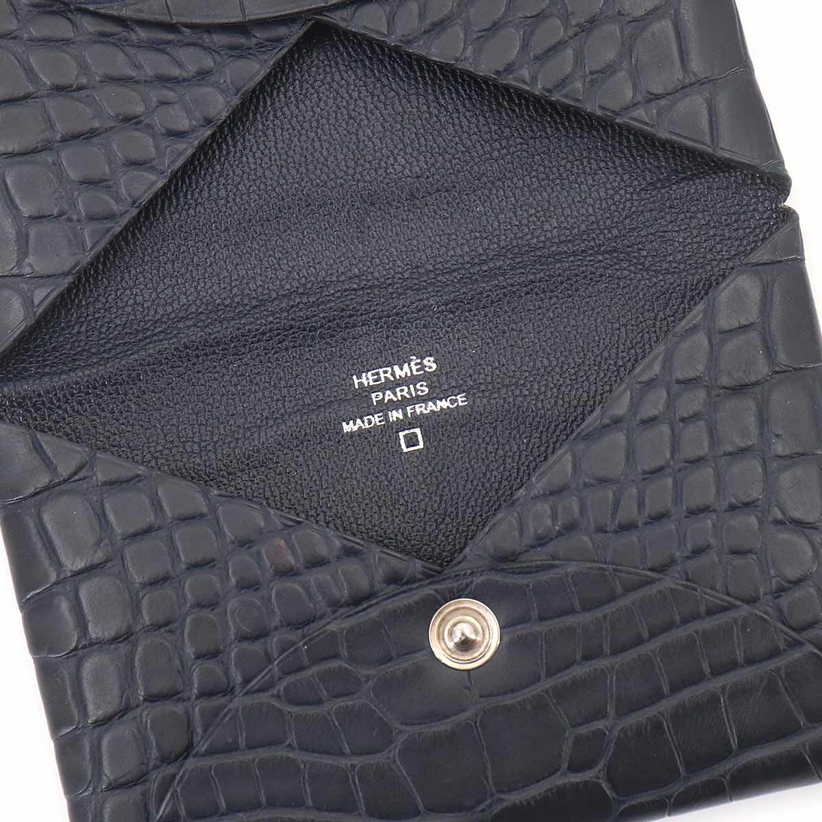 新品同様 エルメス HERMES クロコダイル カルヴィ カードケース