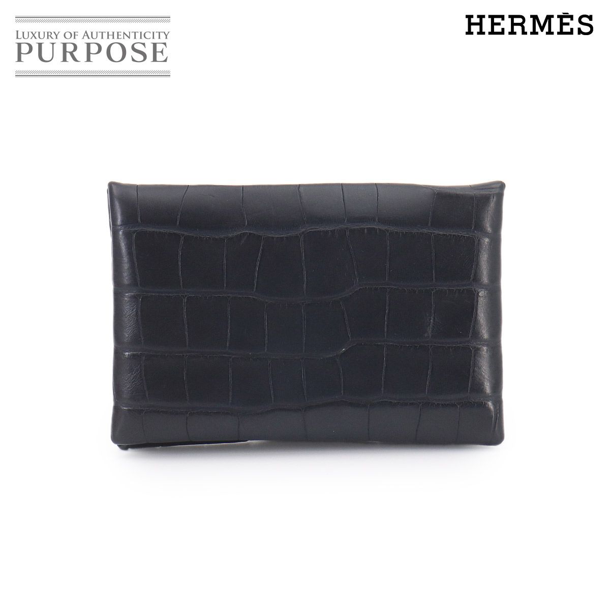 新品同様 エルメス HERMES クロコダイル カルヴィ カードケース