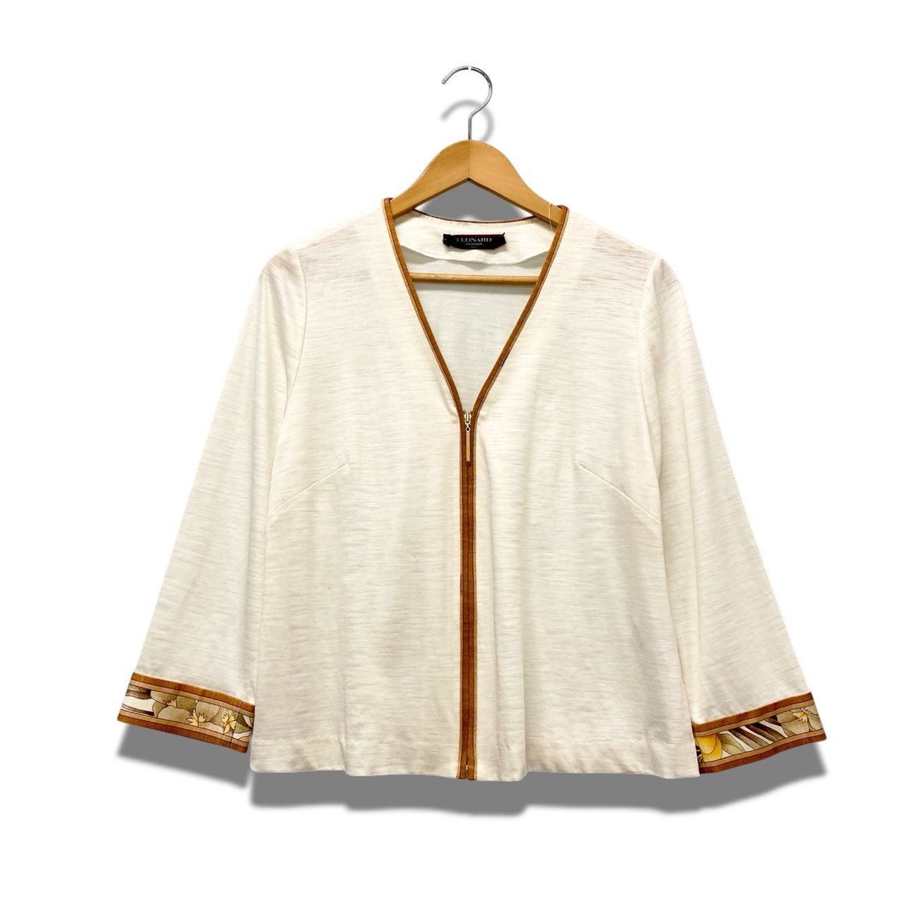 70b17 LEONARD FASHION レオナール カーディガン シアー Vネック 薄手 