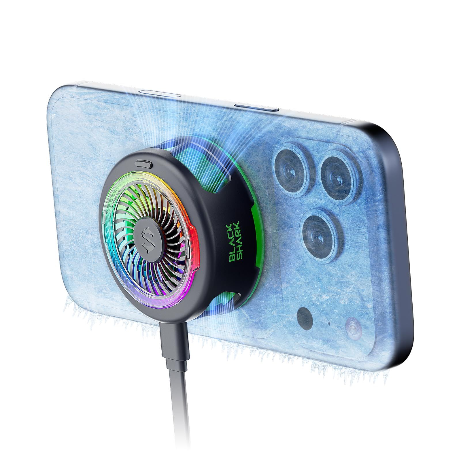 Black Shark FunCooler 6 磁気式 スマホ 冷却 散熱器、RGB冷却ファン搭載、アプリで制御可能な携帯電話ラジエーター、スマホクーラー iPhone Magneticシリーズ 用のポータブル、ゲーム、ライブ配信、撮影に対応 966e60e5