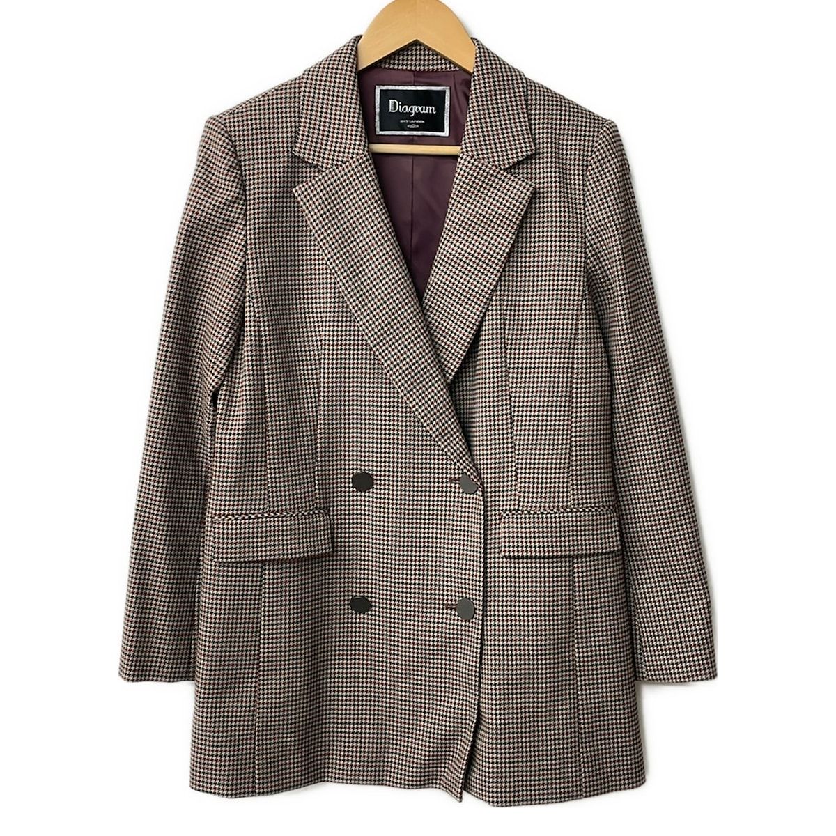 Diagram GRACE CONTINENTAL(ダイアグラム) コート サイズ38 M レディース美品 - ダークブラウン×黒×マルチ 長袖/千鳥格子柄/秋/冬