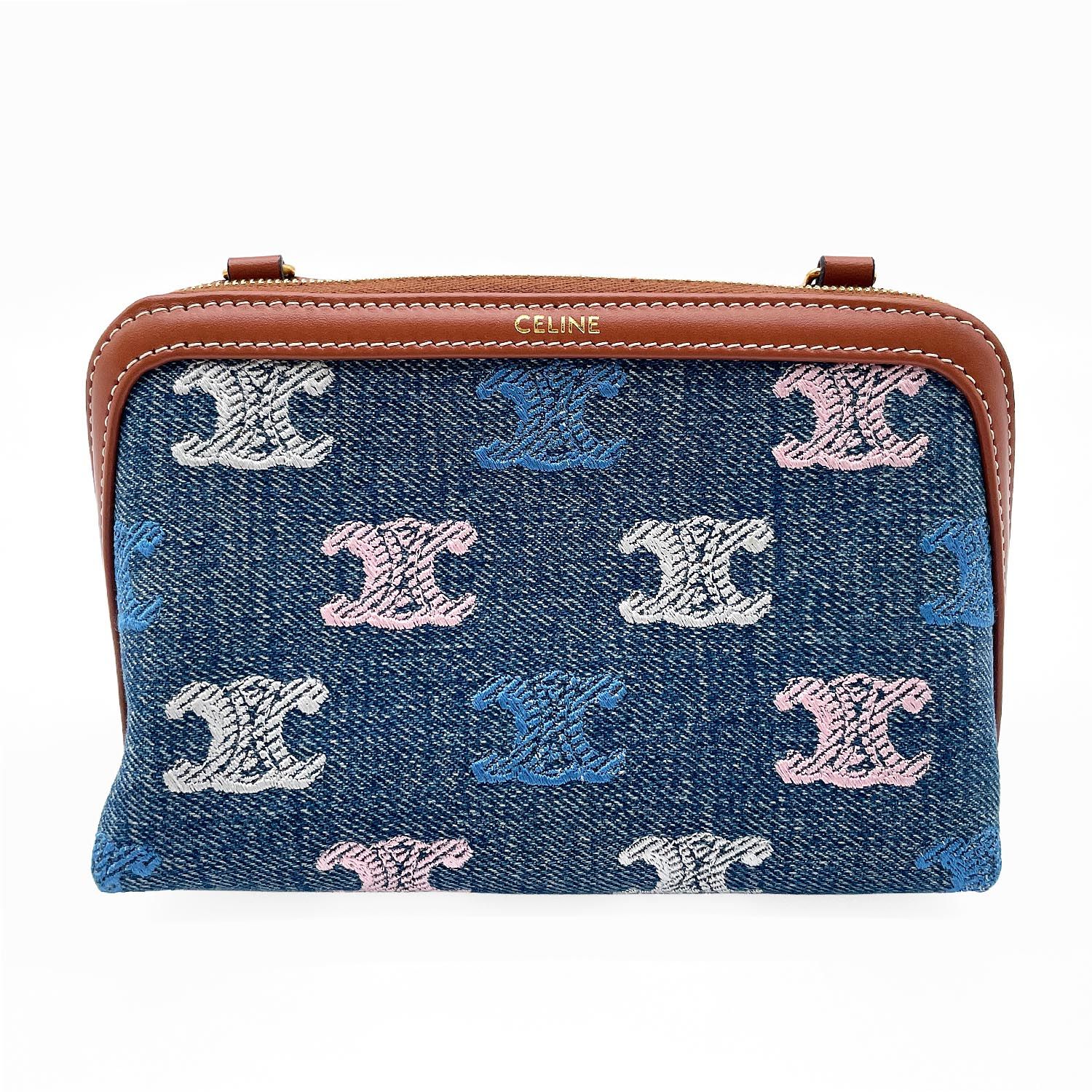 CELINE セリーヌ チェーン付き クラッチバッグ トリオンフ 刺繍 エン