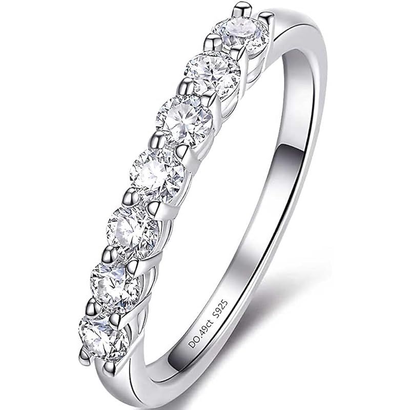 [Takeda Jewelry] ブリリアントハーフエタニティリング 永遠の恋 エタニティリング モアサナイト ハーフエタニティリング 7粒 0.49ct ラウンドカット スターリングシルバー キラキラ (16)
