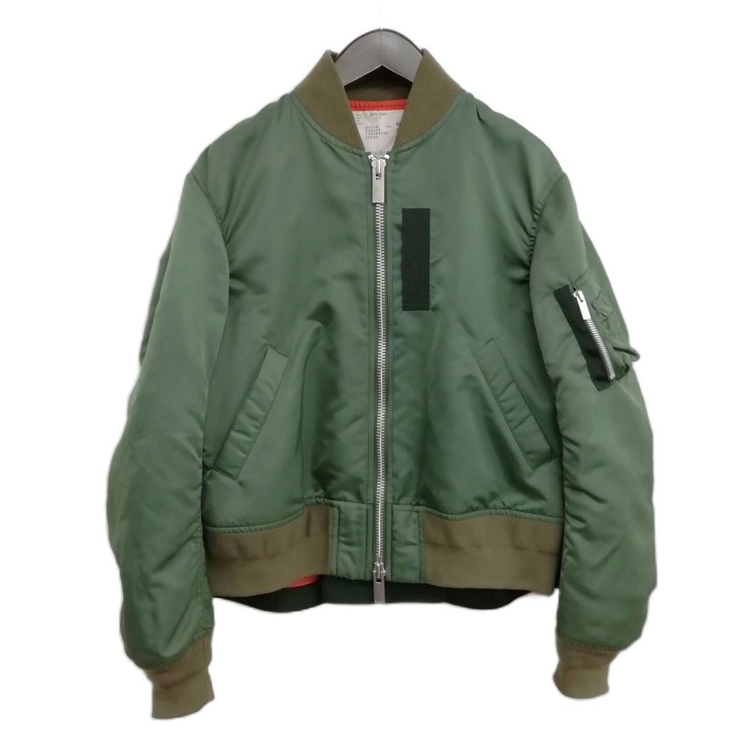サカイ sacai 23年 SCW-065 Nylon Twill Blouson MA-1 ナイロン ブルゾン ジャケット 1 グリーン系