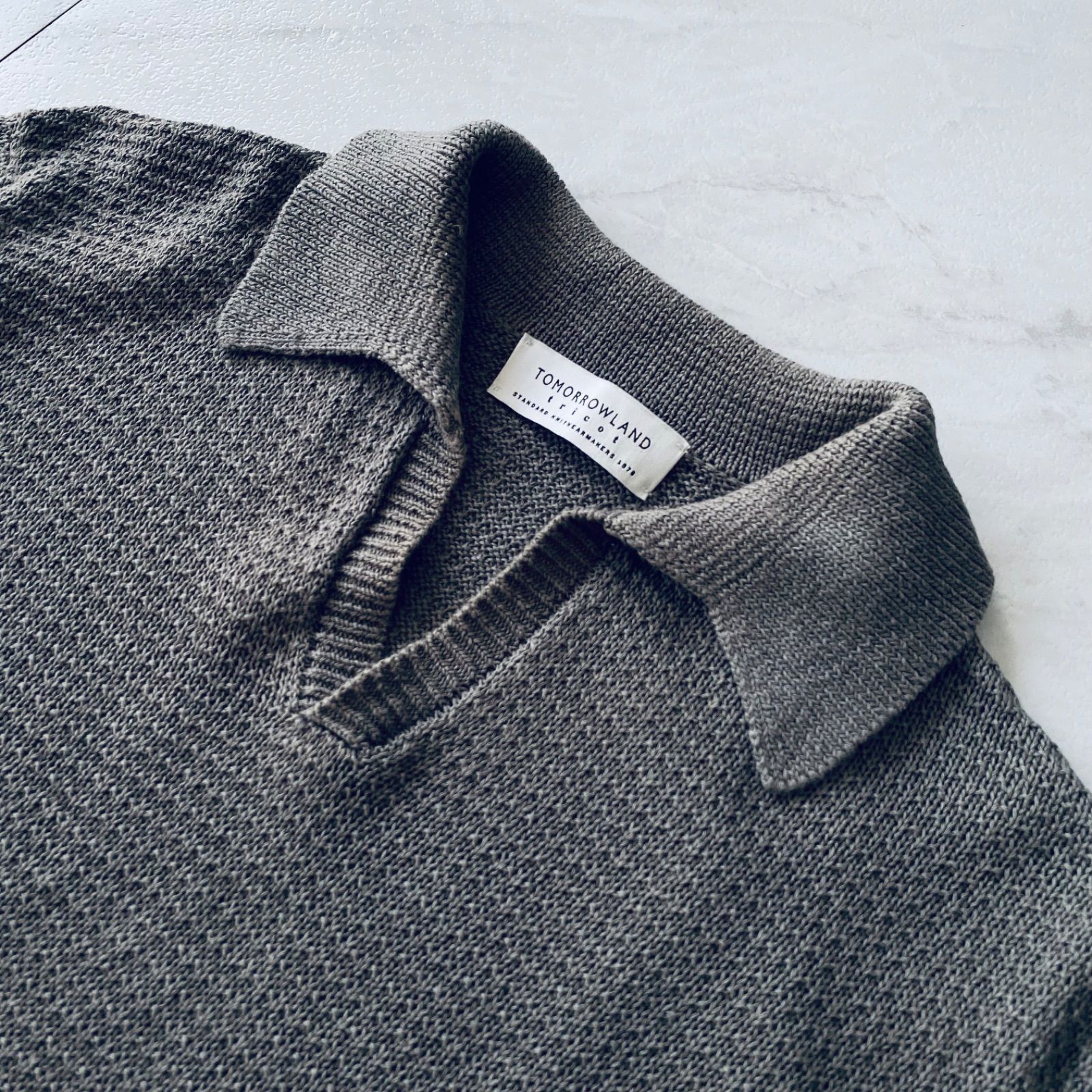 TOMORROWLAND tricot スキッパー ポロ ニット コットンリネン 半袖 