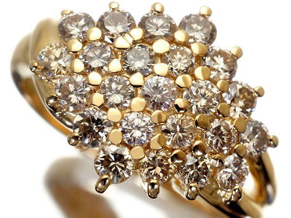 【ジュエリー極】超豪華な輝き！良質天然ブラウンダイヤモンド1.13ct 高級K18YGリング h8548ilml【送料無料】 87,725円