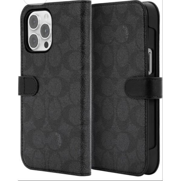 COACH iPhone14 Pro Max 手帳型ケース ブラック- メルカリ