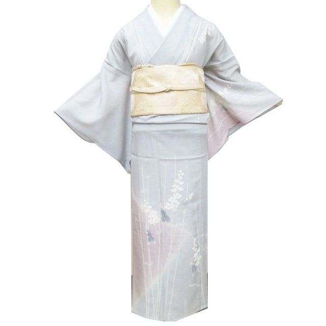 夏物 付け下げ 付下げ 訪問着 着物 未使用 正絹 絽 植物文様 沢瀉 小花