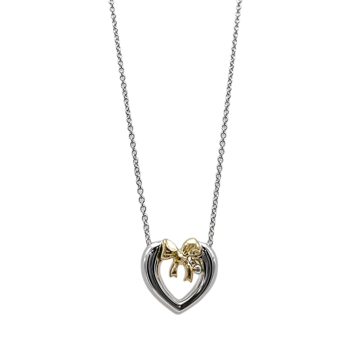 TIFFANY&Co. ティファニー ハート リボン コンビ ネックレス 