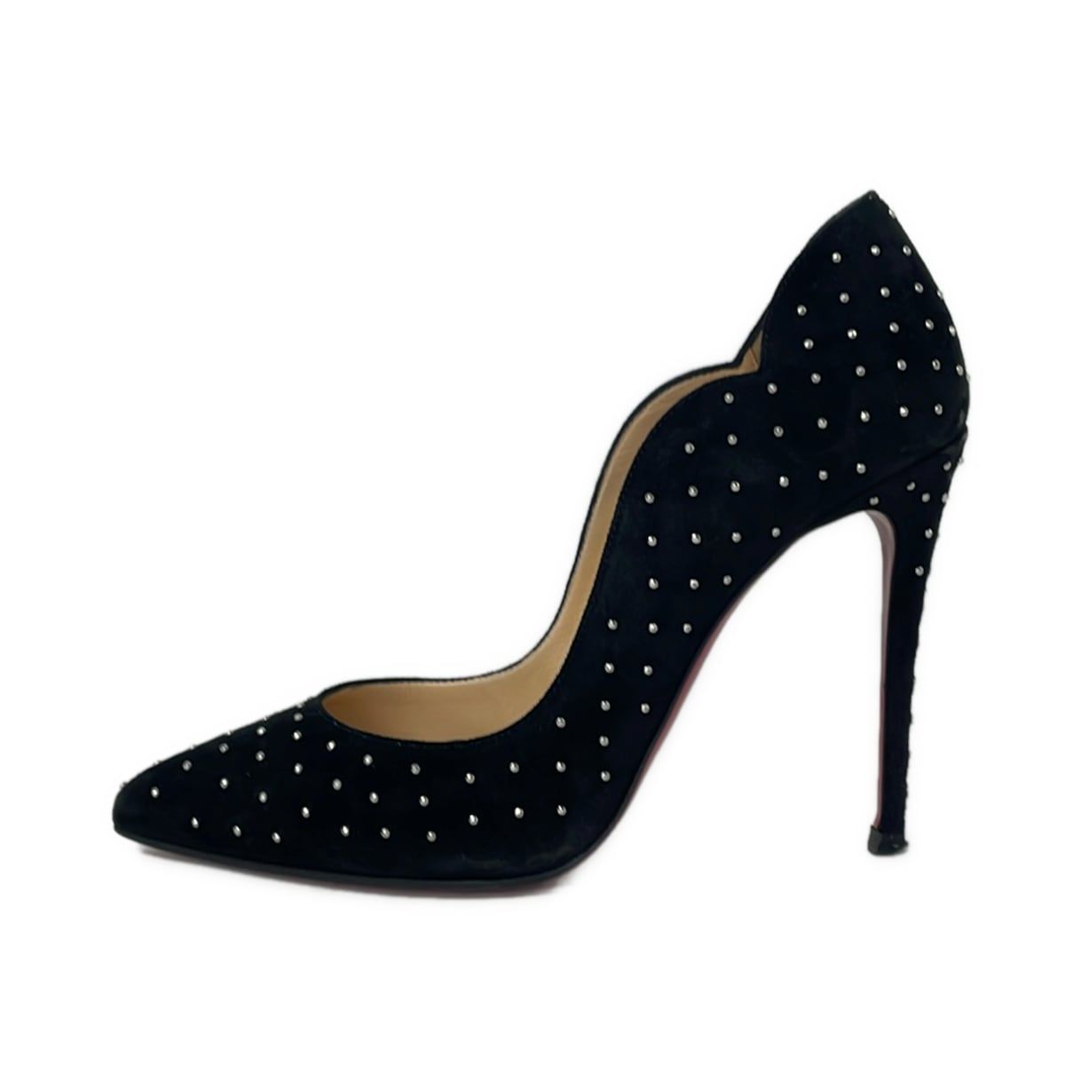 CHRISTIAN LOUBOUTIN(クリスチャンルブタン) パンプス 37 レディース - 黒 スタッズ/アウトソール張替済