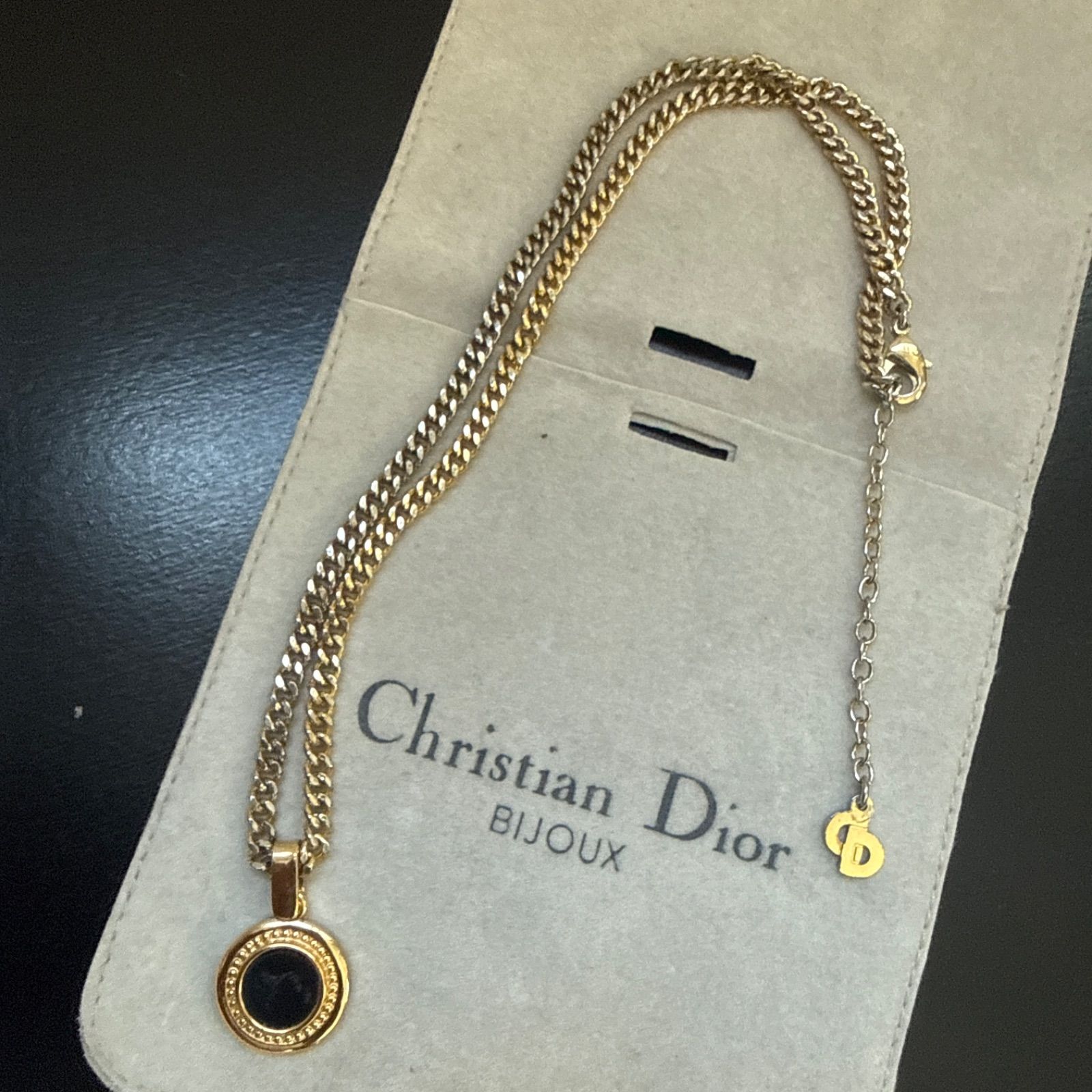 Christian Dior クリスチャンディオール　ラウンドトップ喜平チェーンネックレス　ゴールドカラー　ビンテージ
