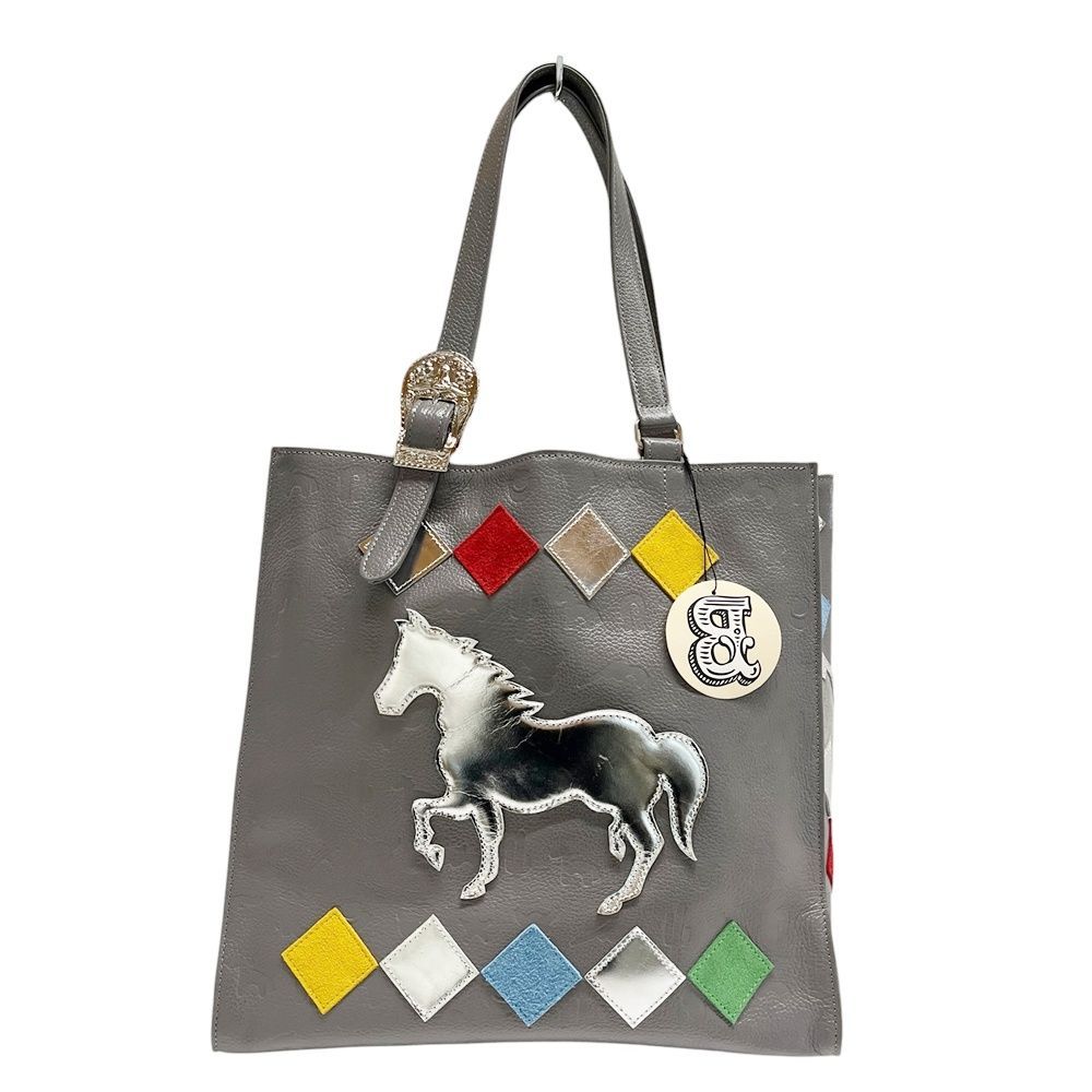 【新品・未使用品】BUGGY&CREATURE【バギー&クリーチャー】050 HORSE&SQUARE トートバッグ ハンドバッグ グレー/オレンジ 鞄 かばん レディース