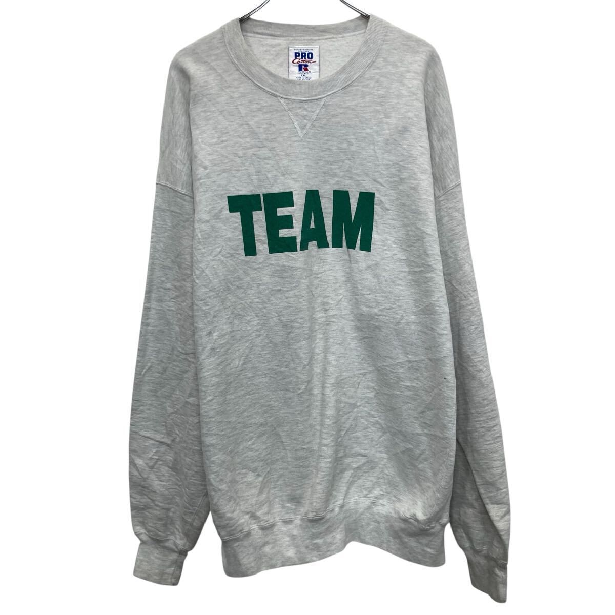 90~00s メキシコ製 RUSSELL ATHLETIC プリントスウェット トレーナー XXL グレー ラッセルアスレティック 前Vガゼット 秋物 a805-5450