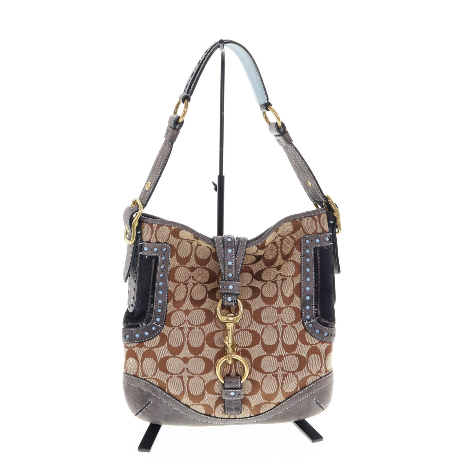 中古】 COACH コーチ キャンバス レザー ショルダーバッグ レディース 