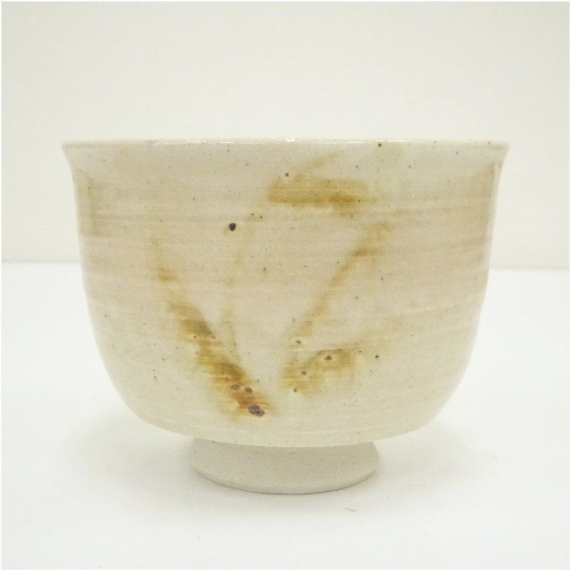 水野鉐一造 灰釉茶碗（共箱） 茶道 抹茶 おしゃれ 抹茶茶碗 抹茶碗 和