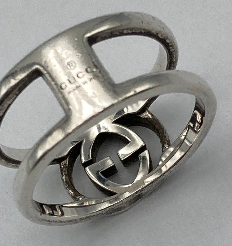 GUCCI グッチ インターロッキングG リング シルバー925 16号 中古 D4 GUCCI グッチ インターロッキングG リング シルバー925 16号 中古 D4