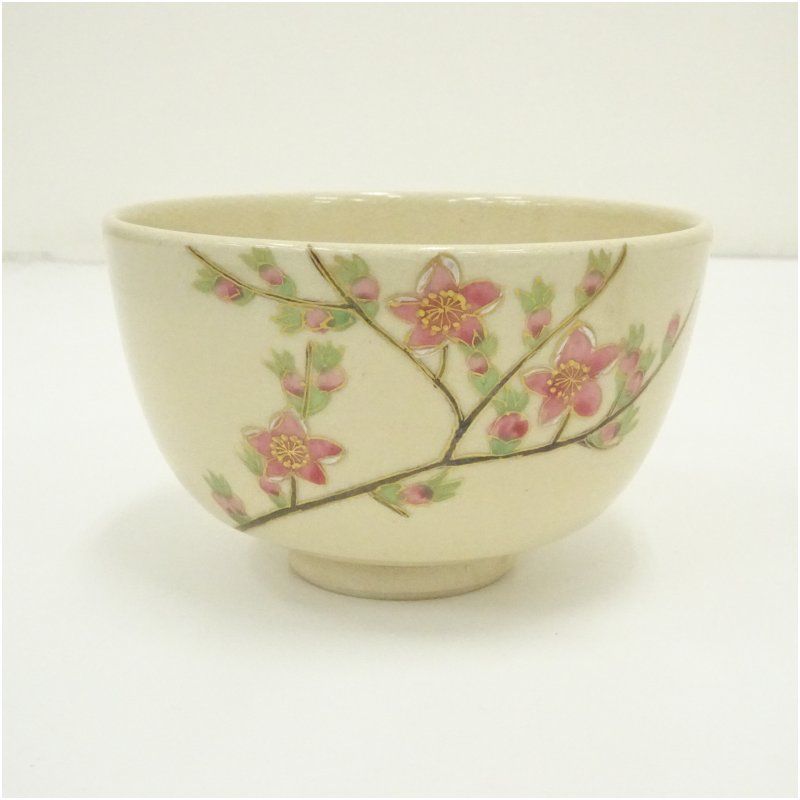 京焼 茜窯造 色絵桜茶碗 茶道 抹茶 おしゃれ 抹茶茶碗 抹茶碗 和食器