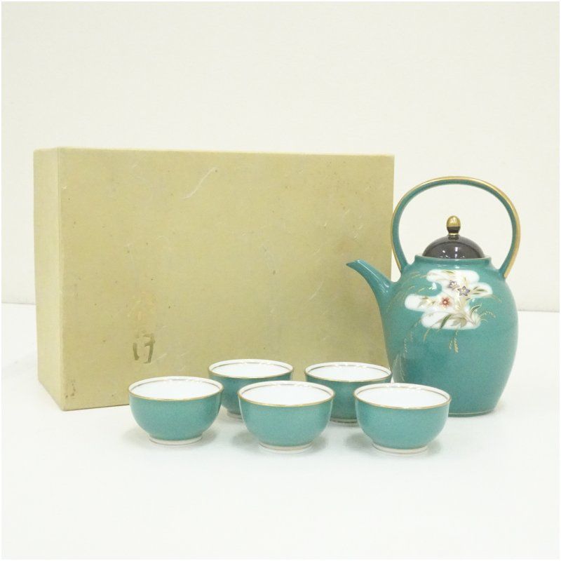 乃りたけ　ノリタケ　汲出碗5客・ティーポットセット（紙箱） 茶道具 茶器 和食器 おしゃれ 汲み出し碗 来客 お茶 湯呑み 旅館 和風 レトロ 茶会 茶事 骨董